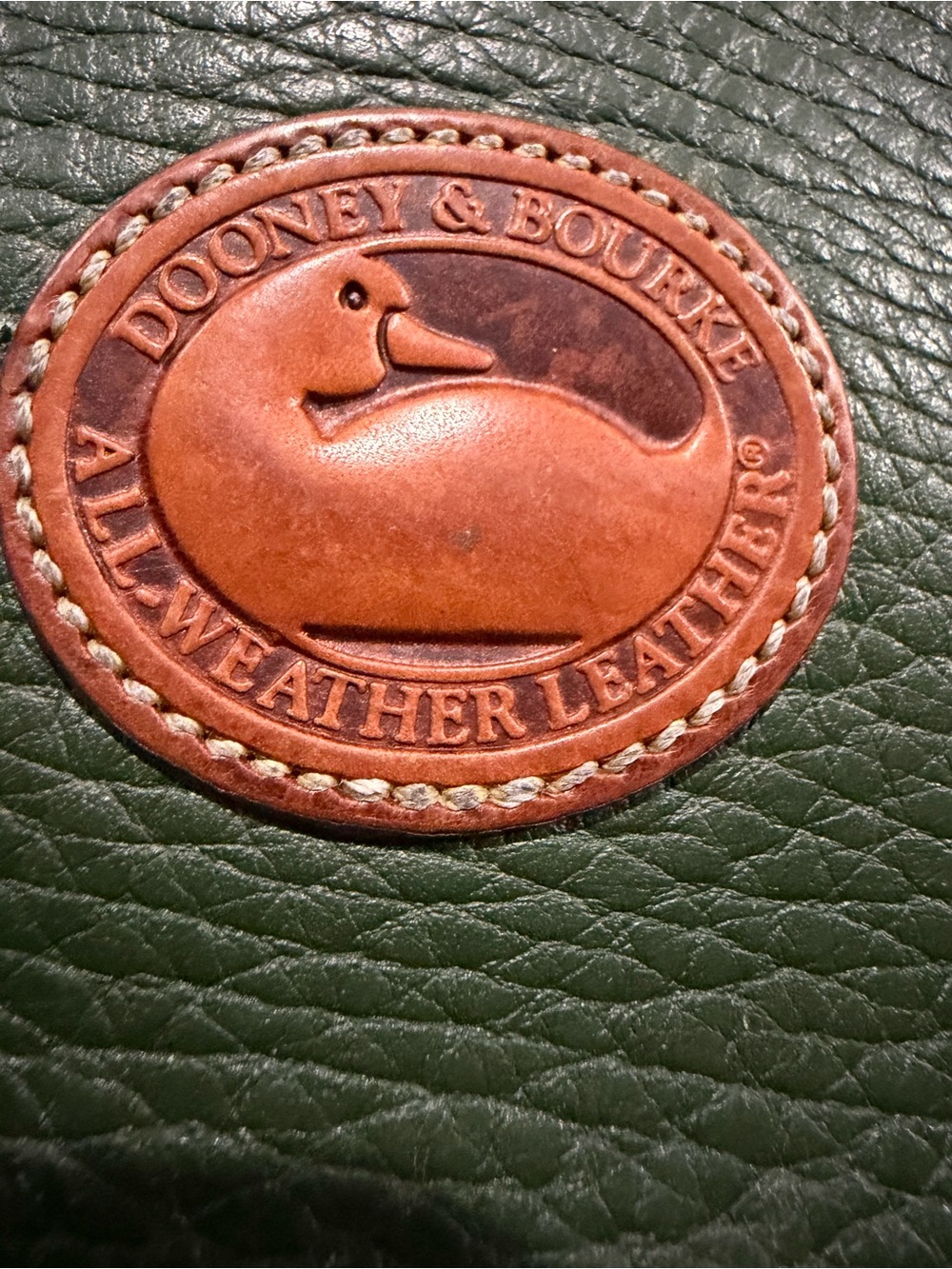 Dooney & Bourke Dark Green Pebbled Leather Belt Bag with Brown Trim - Picture 2 of 12